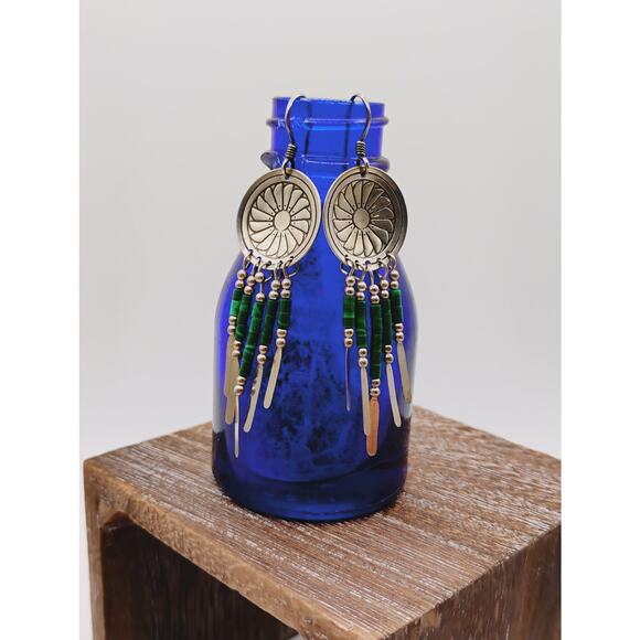 TK Emerson Fan Concho & Malachite Earrings - Picture 3 of 6